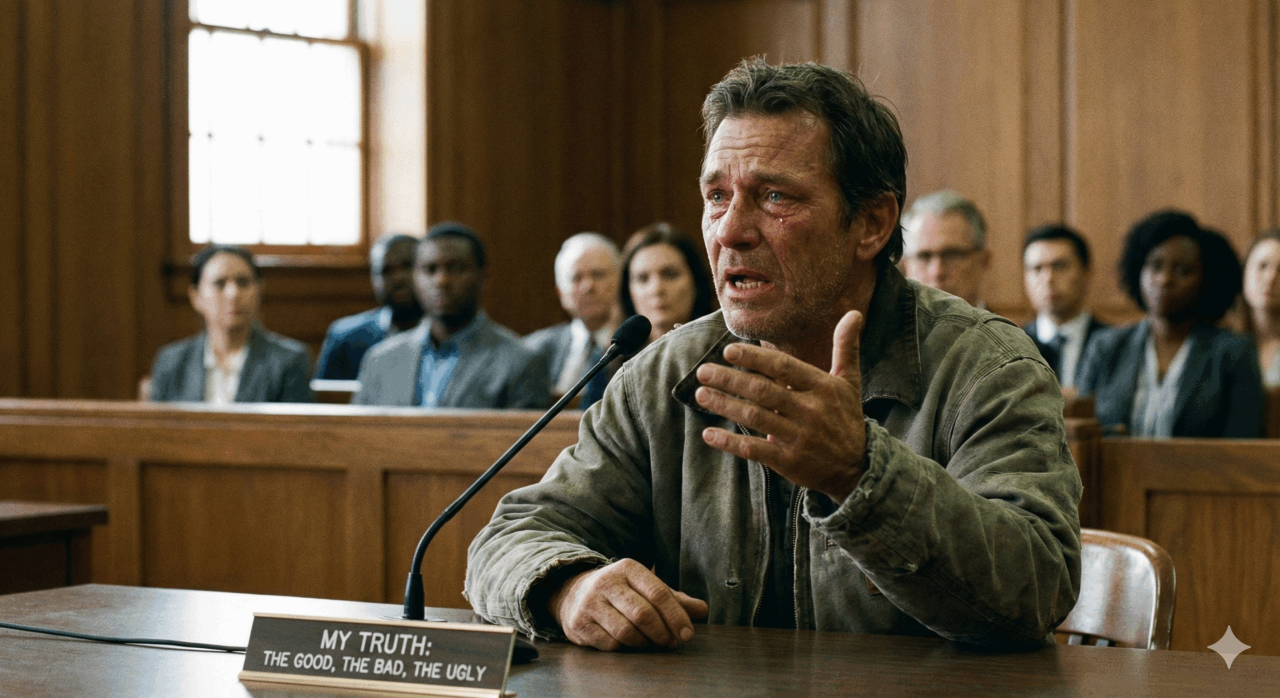 An image representing a person giving testimony about their good, bad and ugly